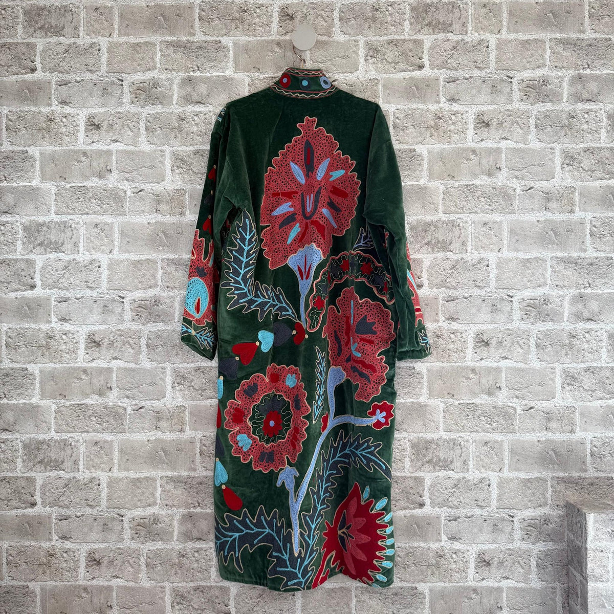 Muset Long Velvet Embroidered Jacket Green