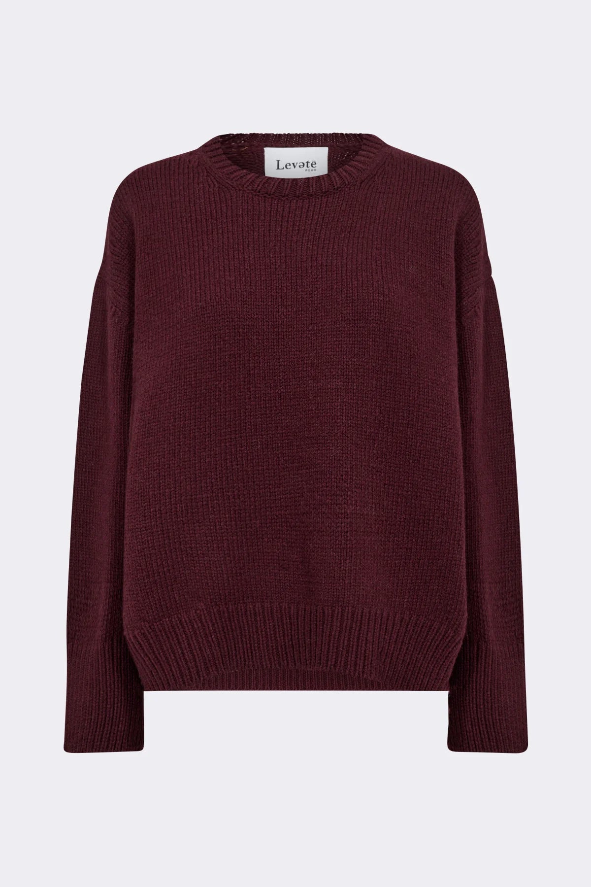 LR-Perle 1 Round Neck Knitted Jumper Bordeaux/Light Brown