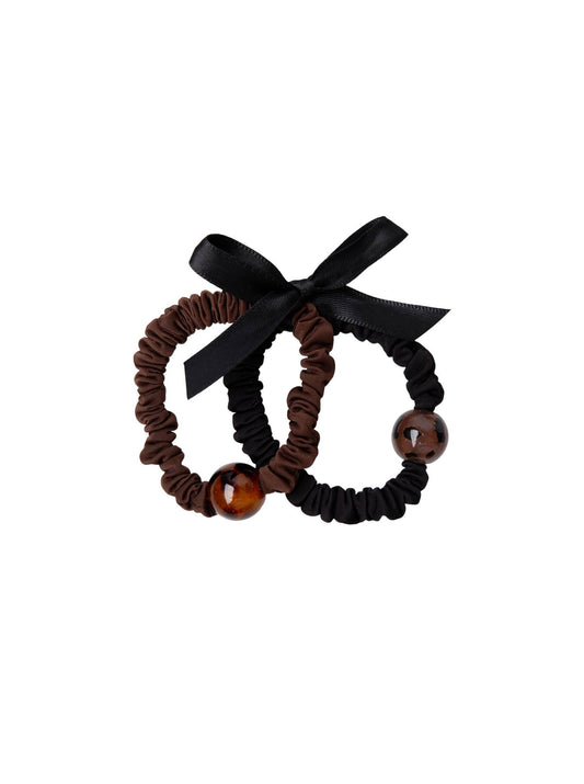 BCBLAISE mini scrunchie, 2 pcs. set - Black/Brown Mix