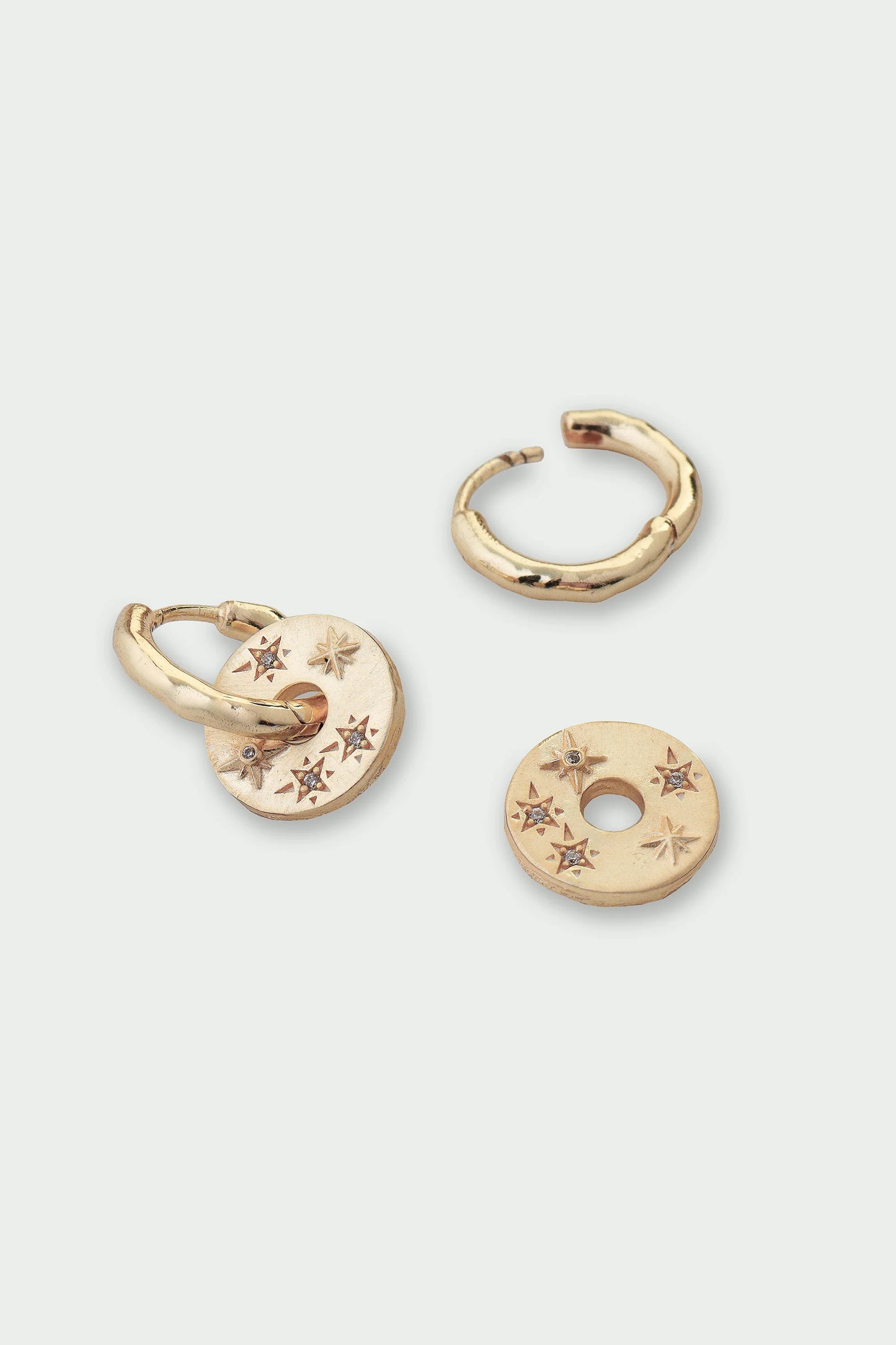 Celestial Earrings - Star Disc Drop Earrings, Gold/Silver