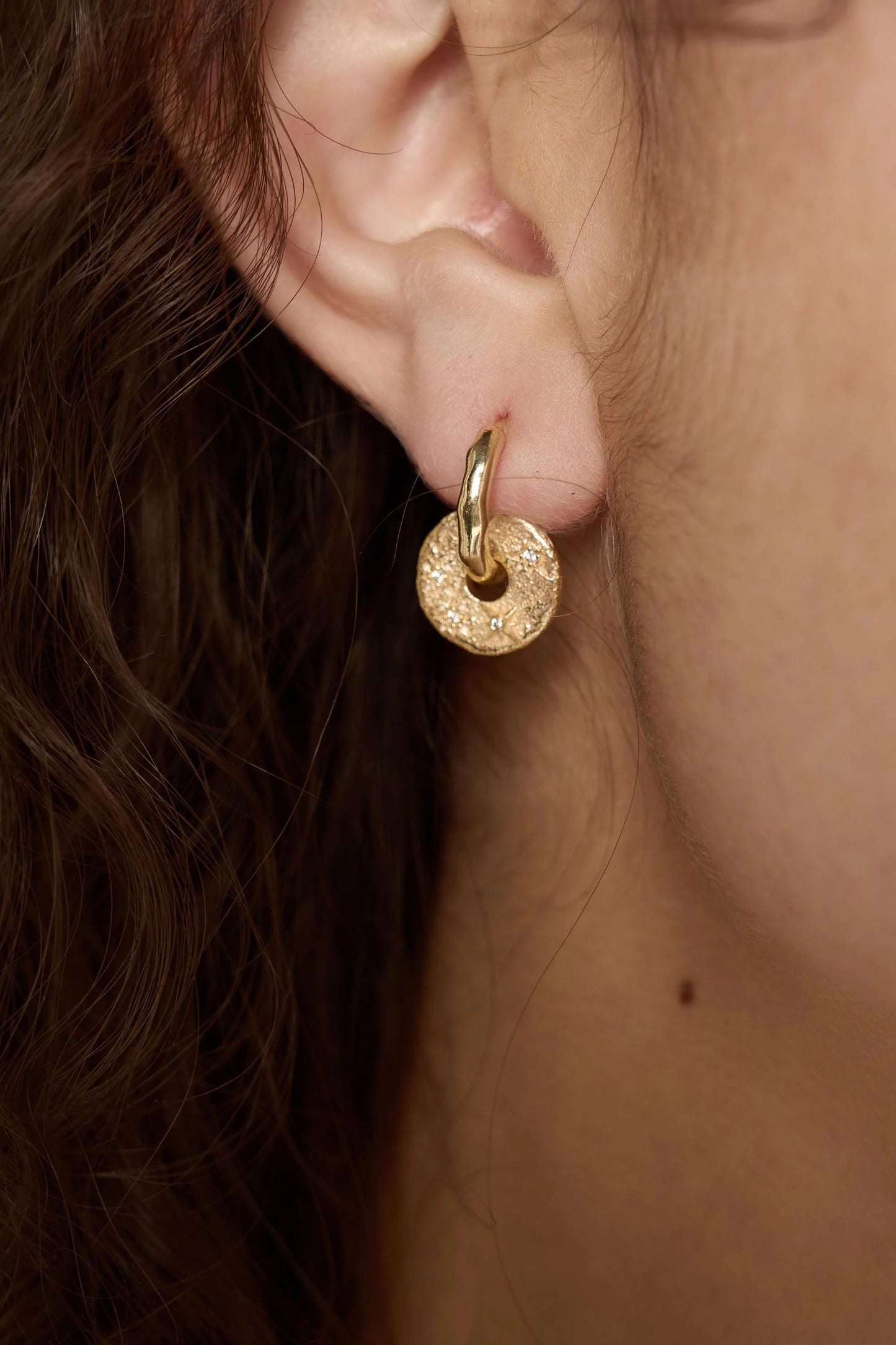 Celestial Earrings - Star Disc Drop Earrings, Gold/Silver