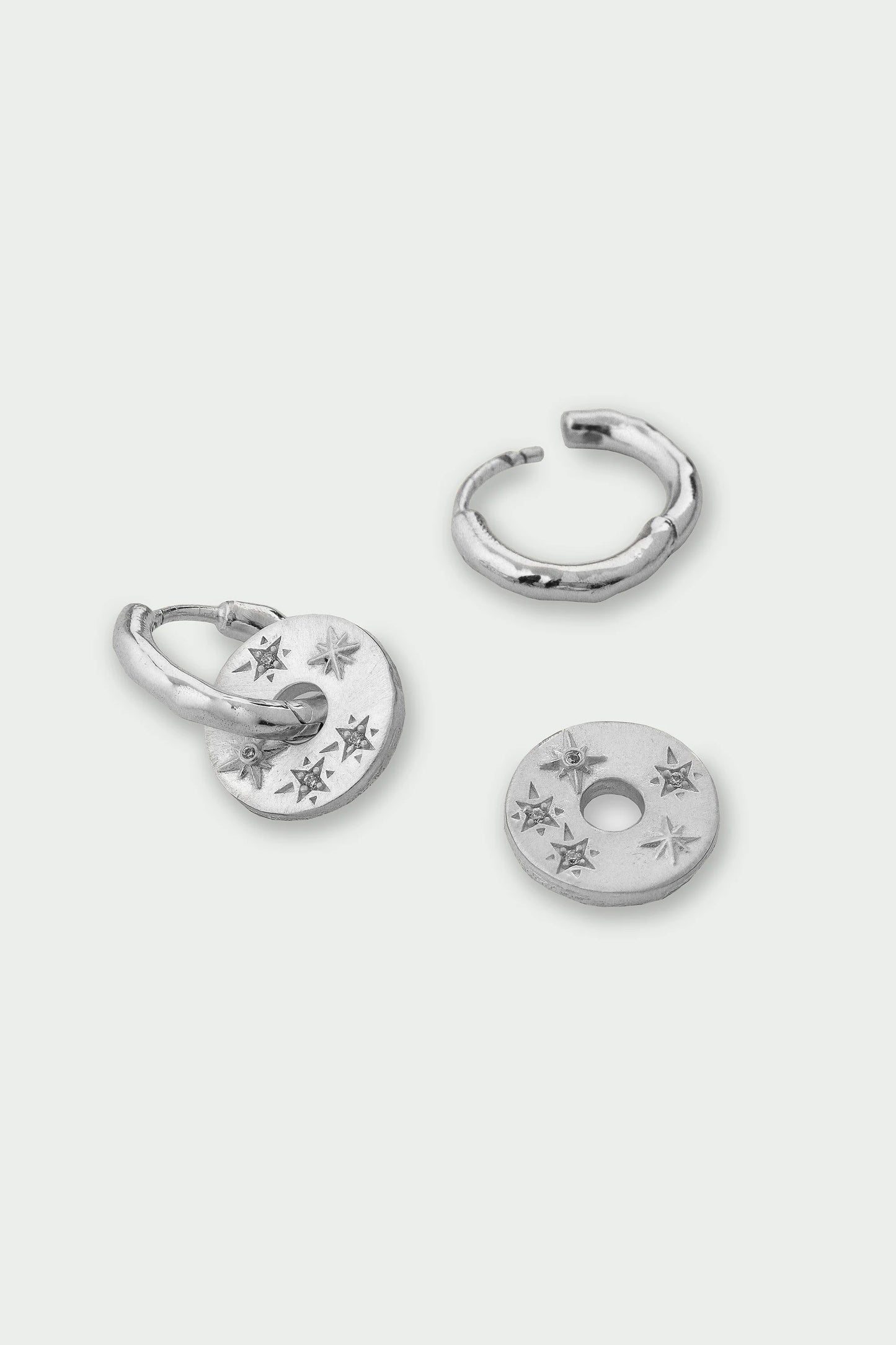 Celestial Earrings - Star Disc Drop Earrings, Gold/Silver
