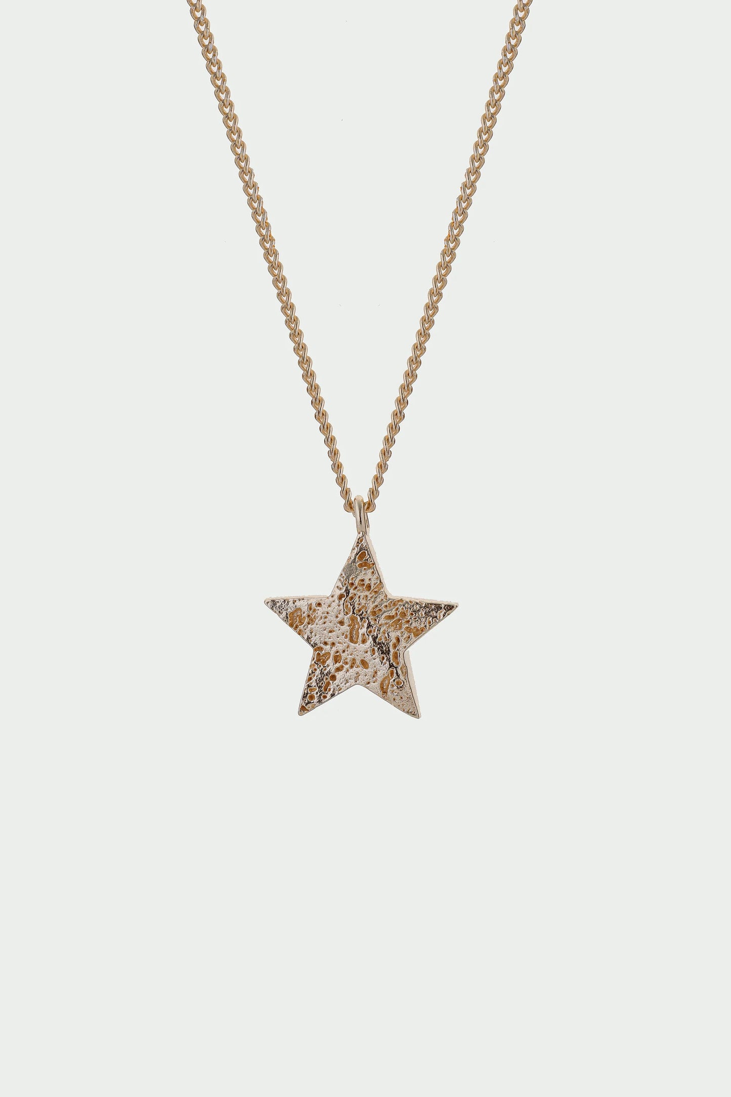 Cosma Necklace - Textured Star Pendant, Gold