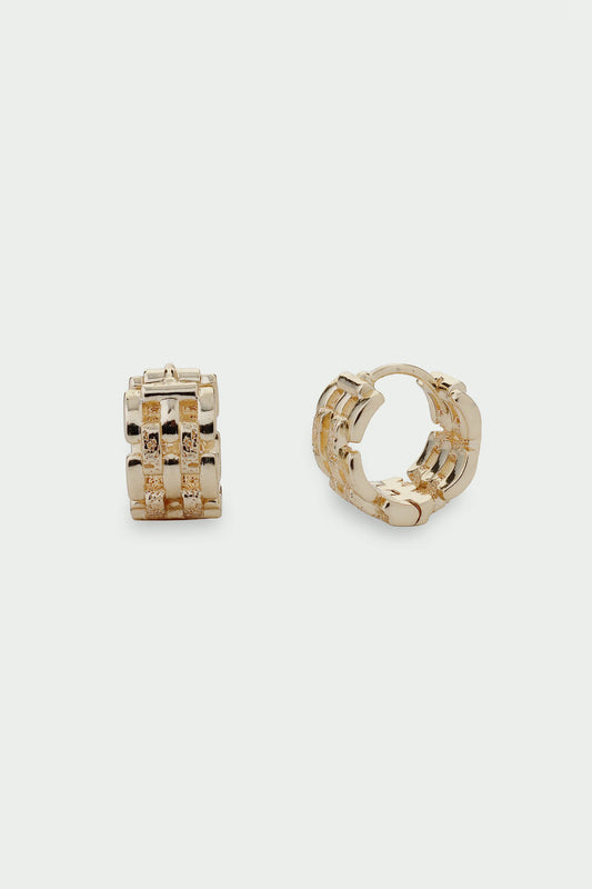 Linear Earrings - Woven Chain Hoop Earring, Gold