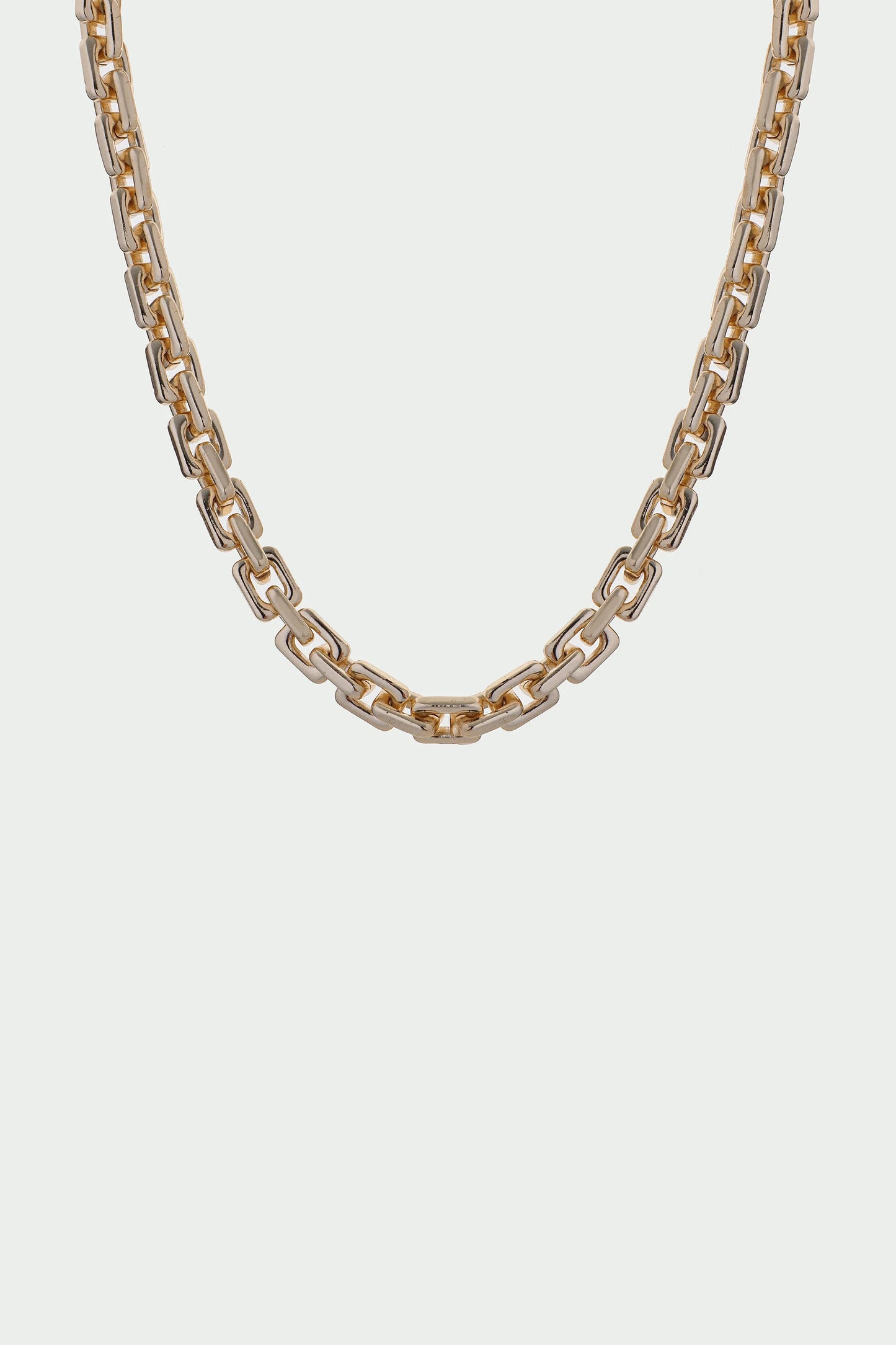 Link Necklace - Squared Link Chain Necklace, Gold