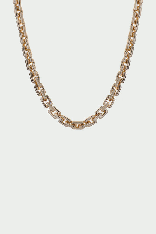 Link Necklace - Squared Link Chain Necklace, Gold