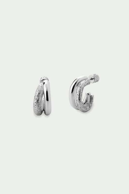 Mirage Earrings Large - Double Hoop Earrings, Silver