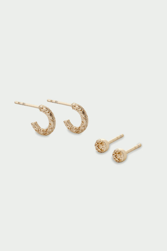 Quest Earring Set - Set of Two Layering Earrings, Silver/Gold