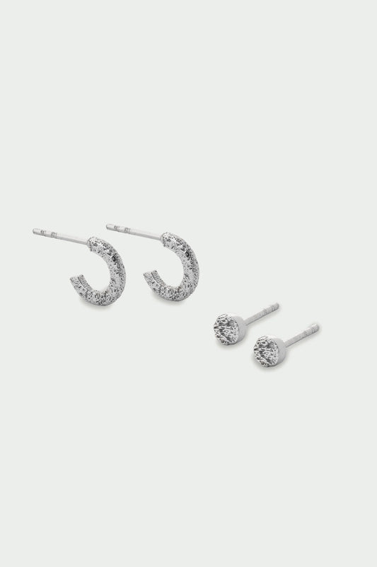 Quest Earring Set - Set of Two Layering Earrings, Silver/Gold