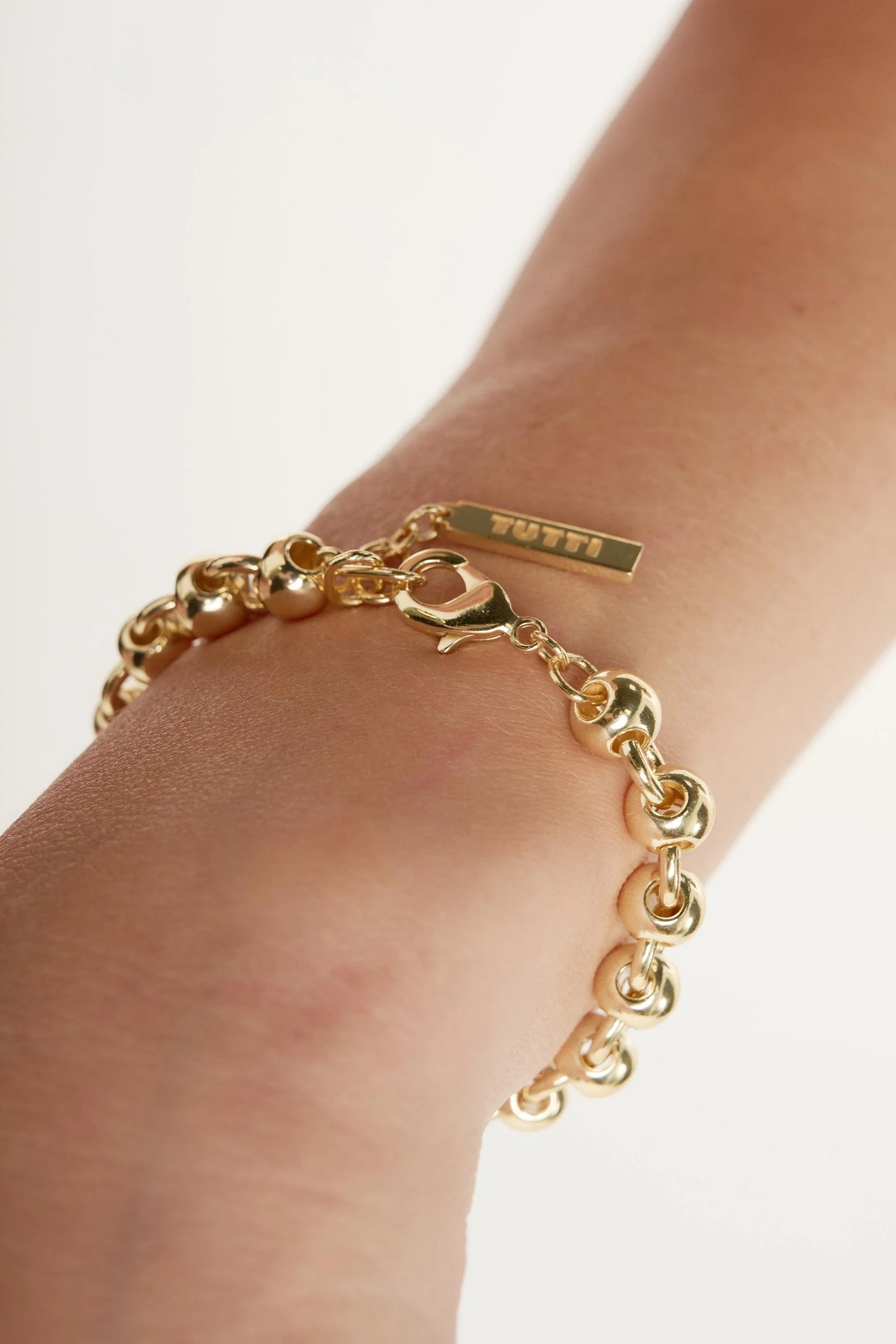 Sphera Bracelet BR712G - Solid Bead Link Bracelet, Gold