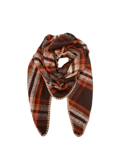 BCLEONI Chequered Scarf - Mocca/Grey