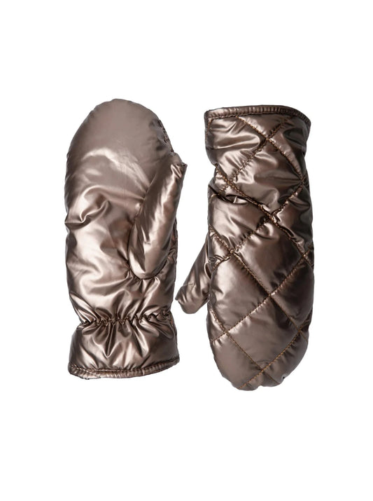 BCPALOMA Quilted Mittens - Mocca/Silver Coloured
