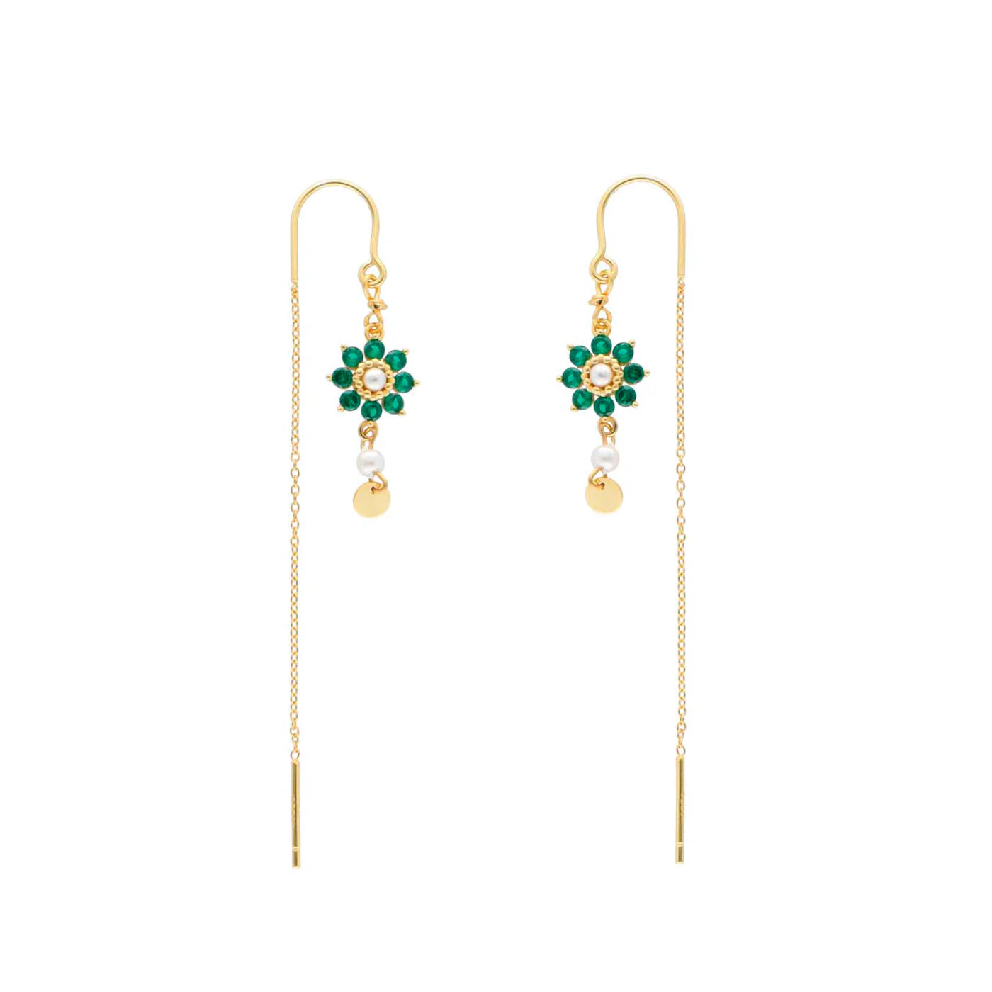FLORA Pull Through Earrings - Green
