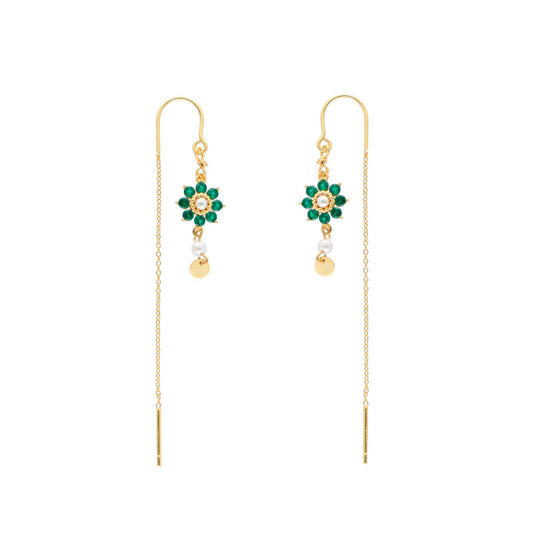 FLORA Pull Through Earrings - Green