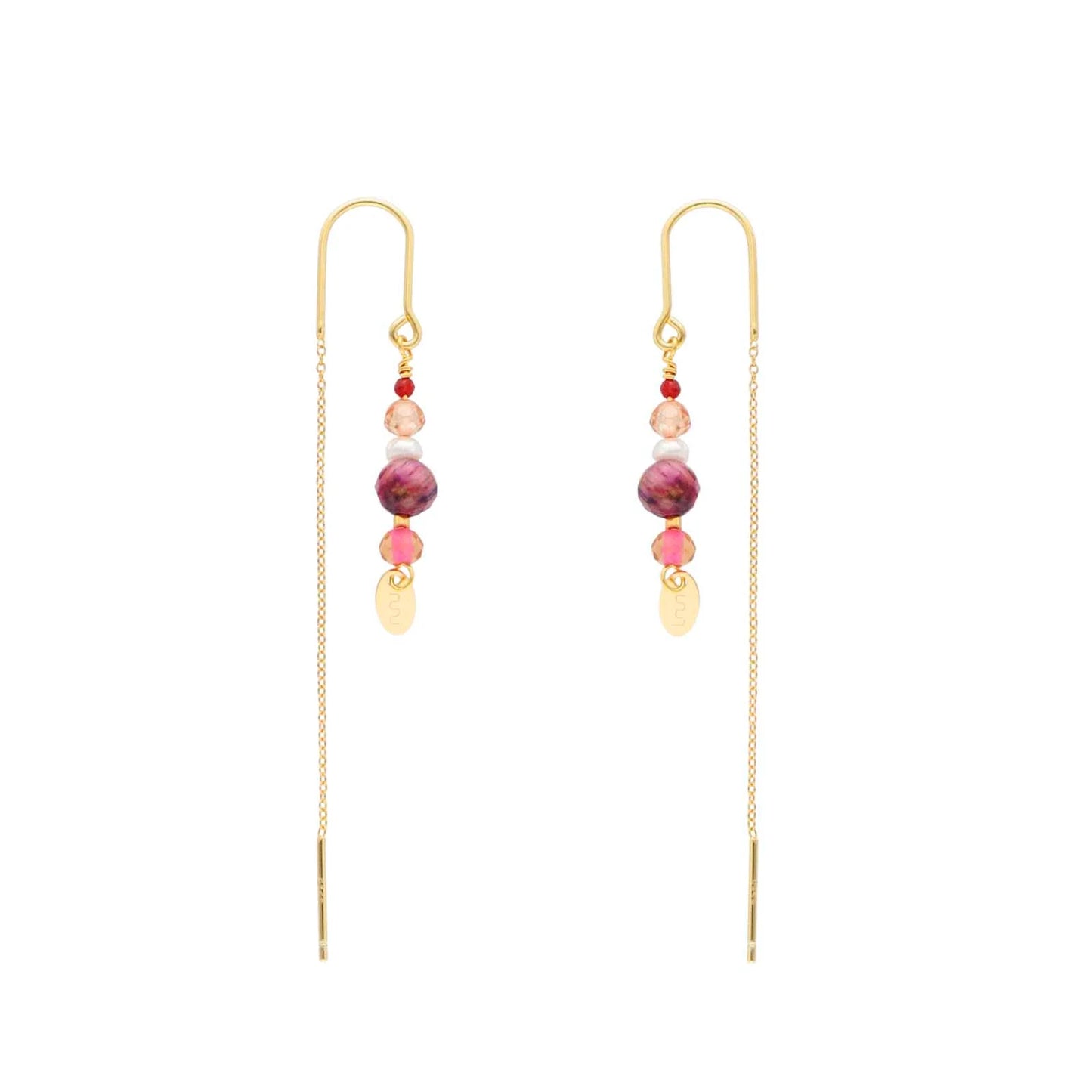 SIRENE Pull Through Earrings - Burgundy