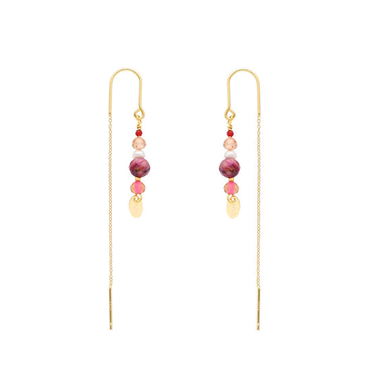 SIRENE Pull Through Earrings - Burgundy