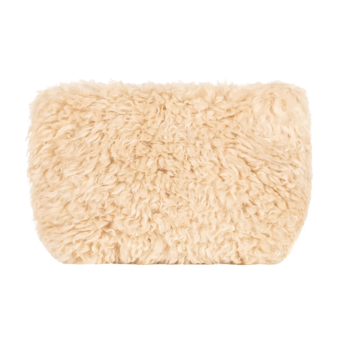 Faux Sheepskin Make Up Bag - Cream