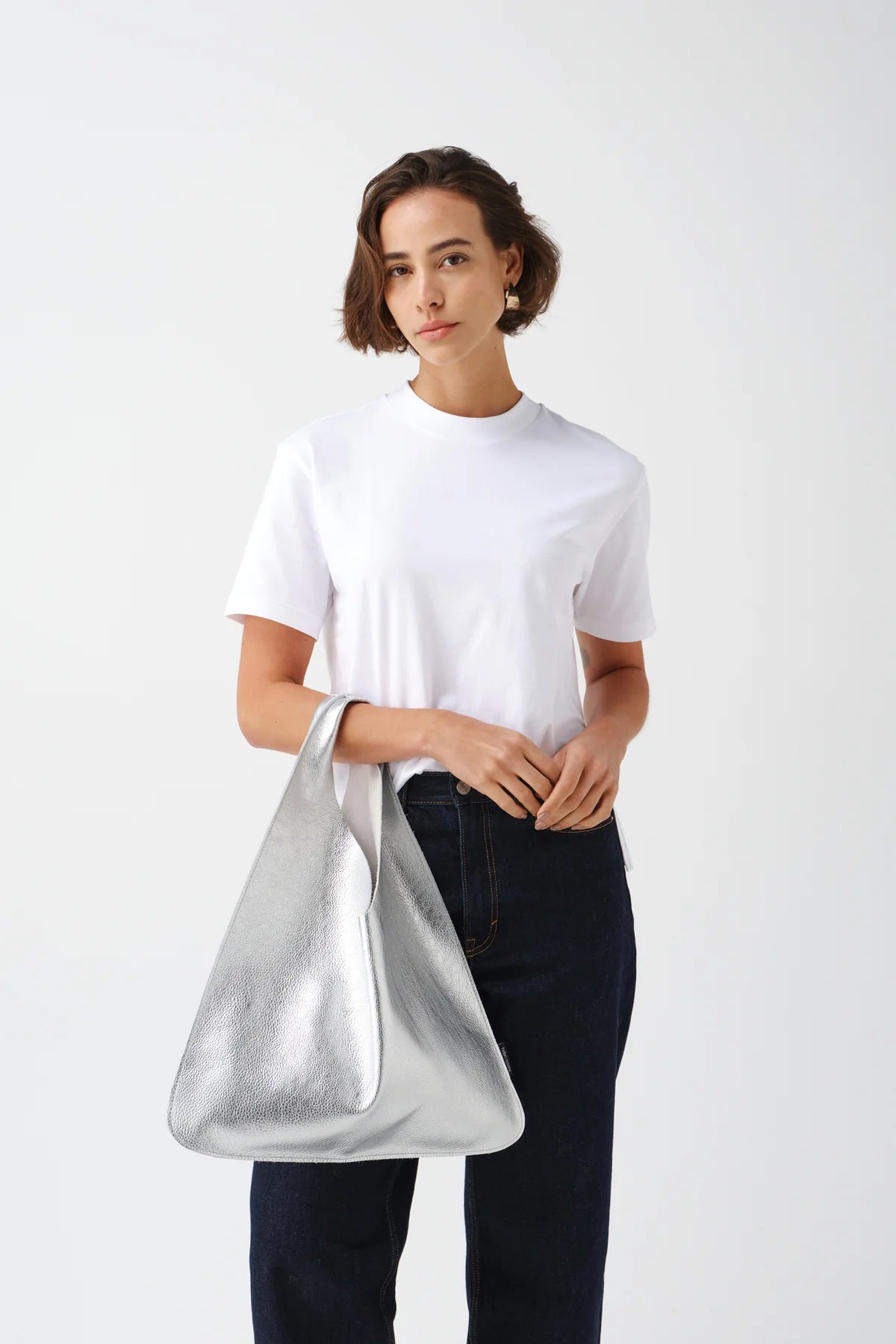 Triangle Leather Bag - Silver/Gold