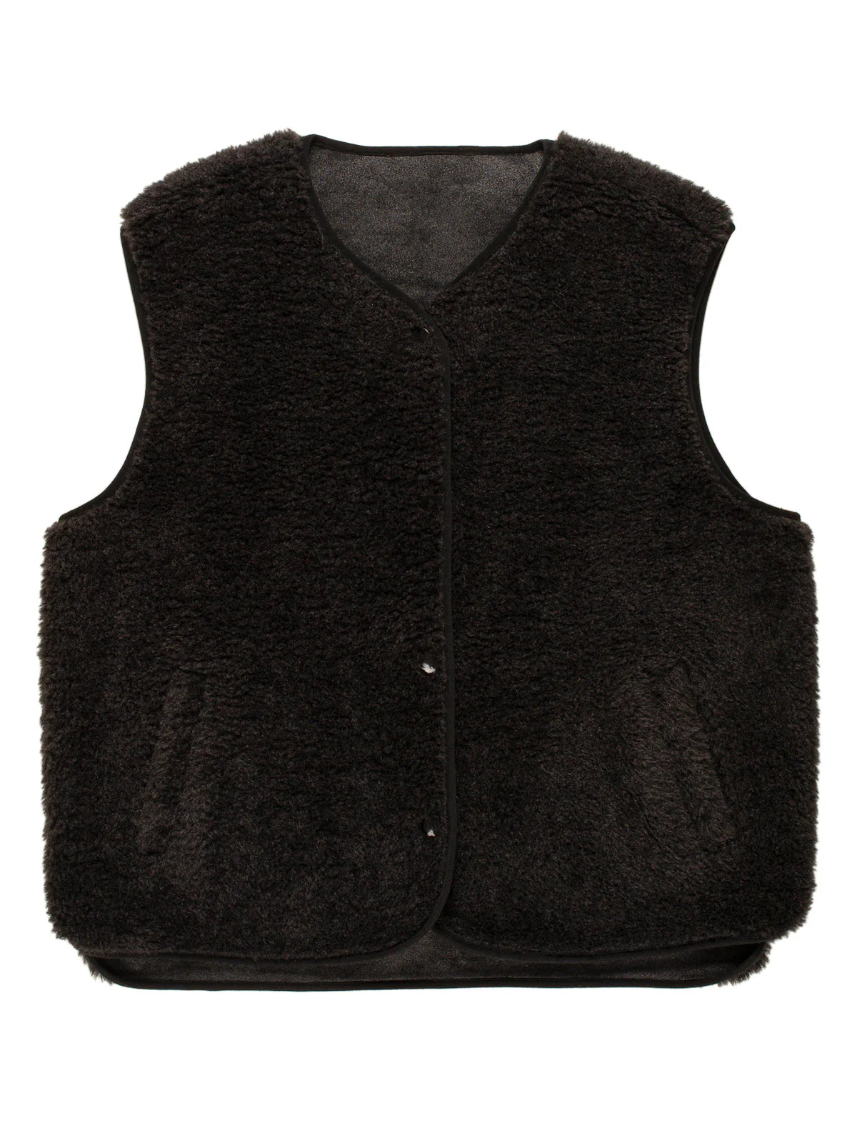 Faux Sheepskin Sport Gilet - Black/Ecru