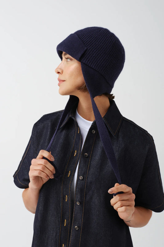 Merino Trapper Hat - Navy