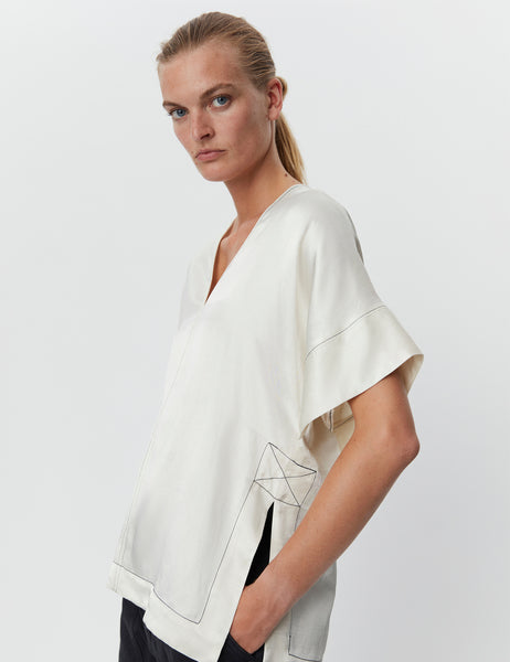 Simona High Shine Blend Blouse Vanilla