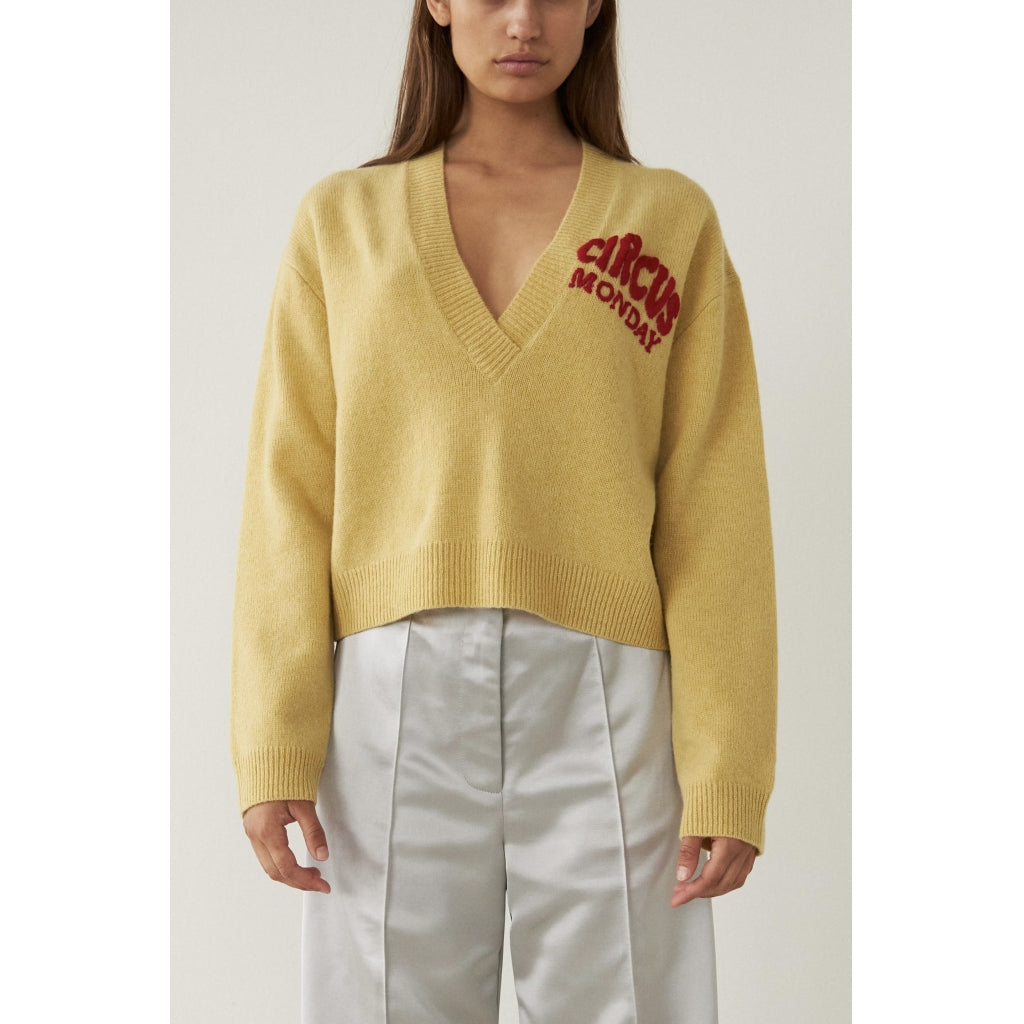 Sweater with Circus Embroidery Spring Yellow