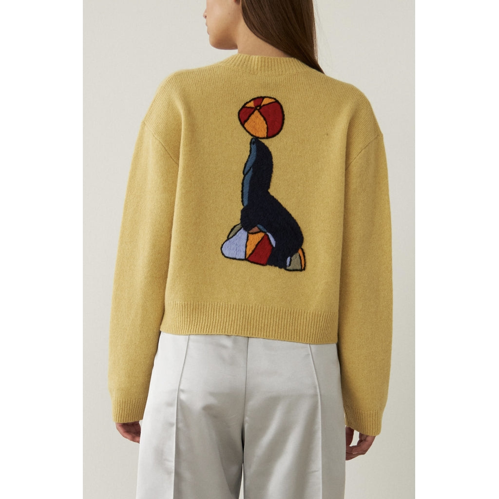 Sweater with Circus Embroidery Spring Yellow