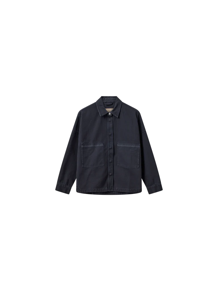 MMTia Embroidery Cotton Shirt Salute Navy