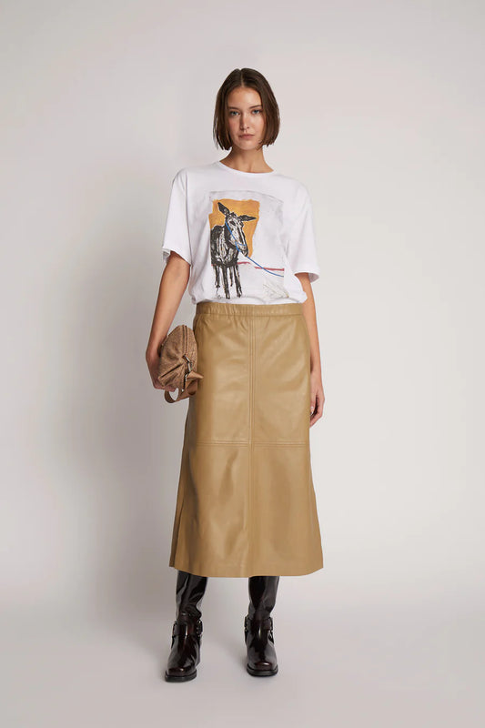 Jaggedy Leather Skirt Olive