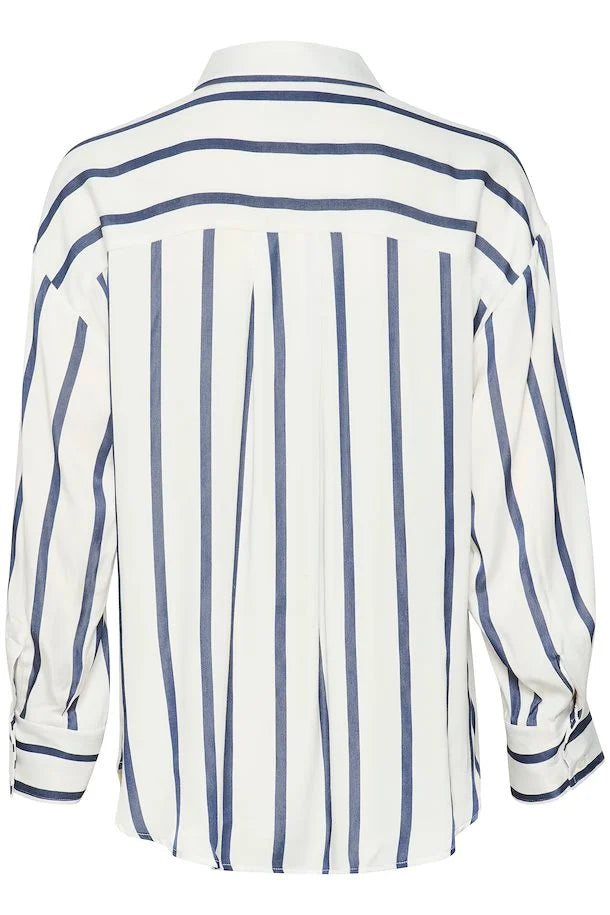 MiaMW Viscose Striped Shirt Snow White/Blue