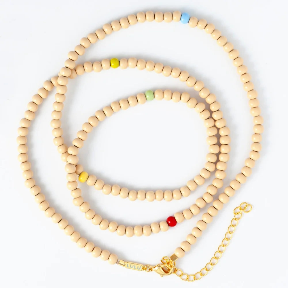 Color Ball Long Necklace Buttercreme/Multi