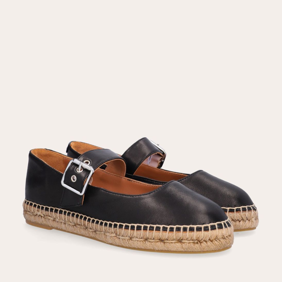 Soft Nappa Leather Espadrille Silver Buckle