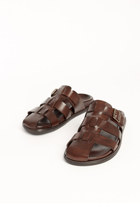 Agnes Fisherman Leather Sandal Brown