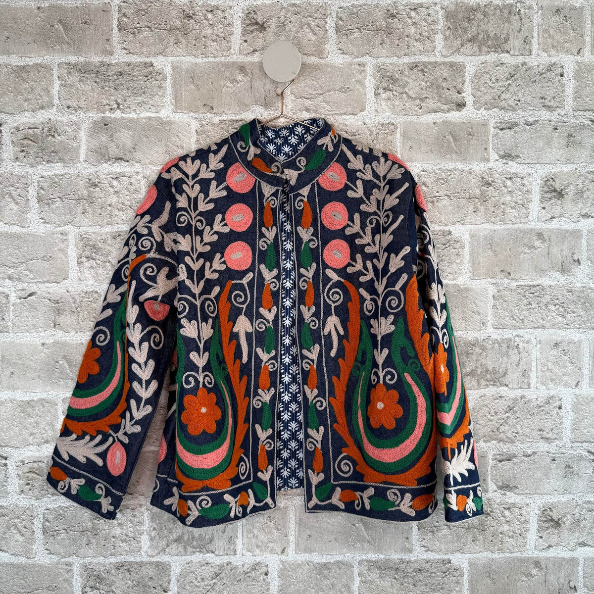 Dema Embroidered Denim Short Jacket