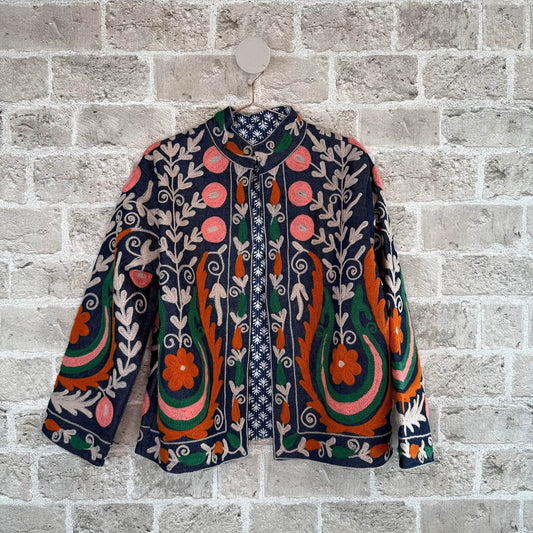 Dema Embroidered Denim Short Jacket