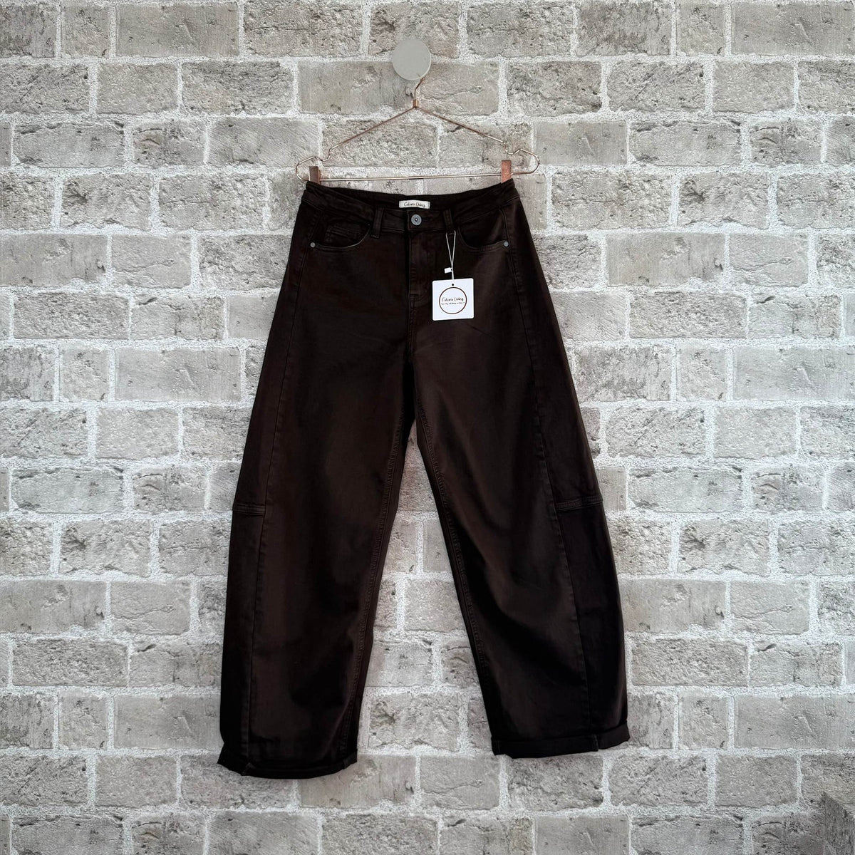 Jude 8072 - Cotton Barrel Leg Trouser Brown
