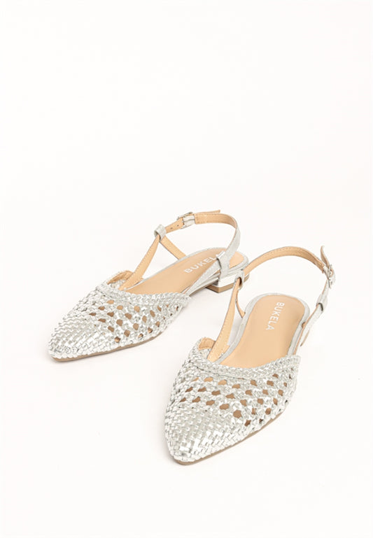 Chicago Braided Slingback Shoe Silver