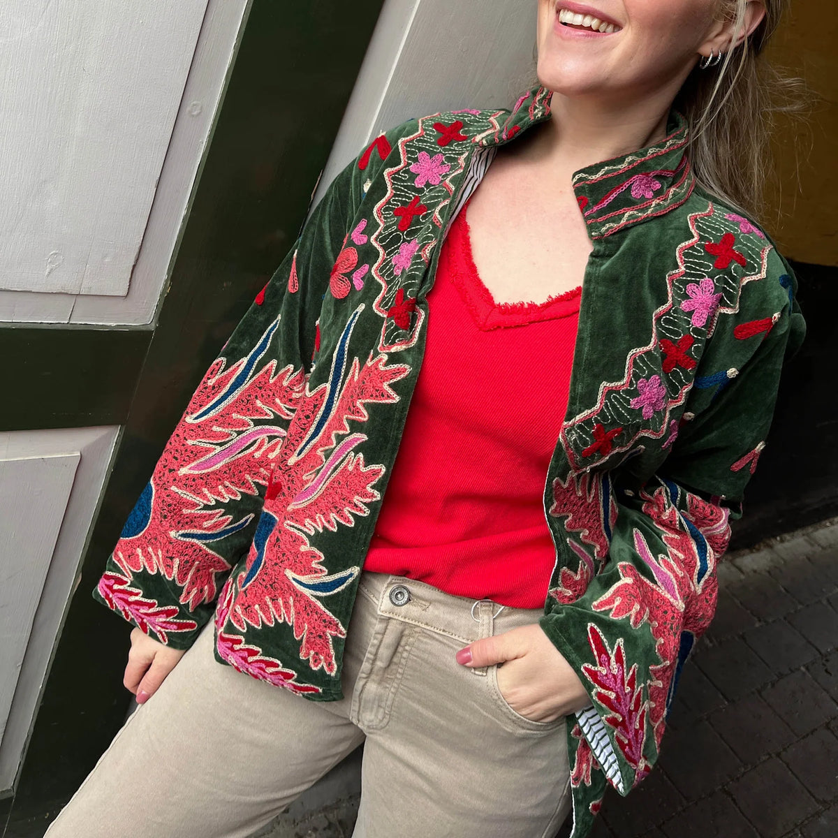 VELO Velvet Embroidered Short Jacket