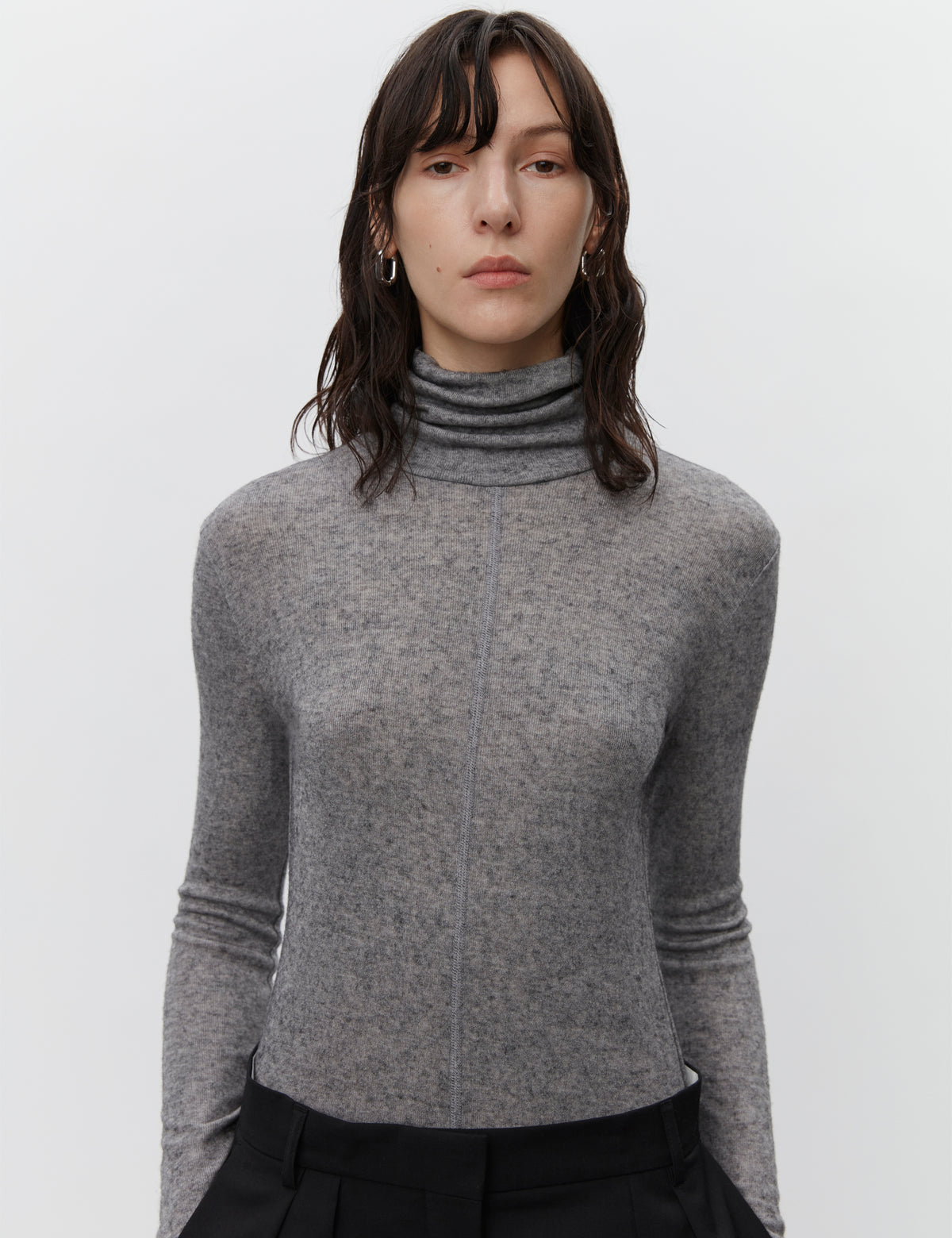 Eve - Soft Wool Knit Dark Grey Melange