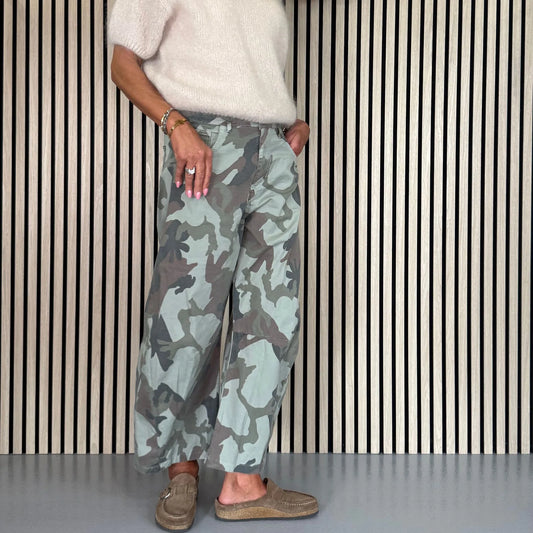 Wild Balo Camouflage Cropped Trouser Green