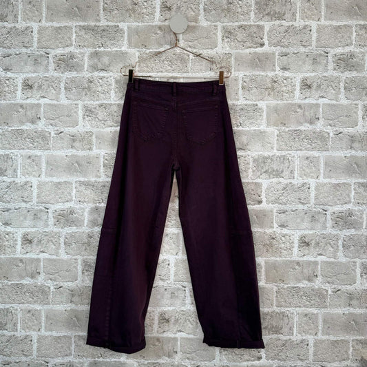 Jude 8072 - Cotton Barrel Leg Trouser Wine