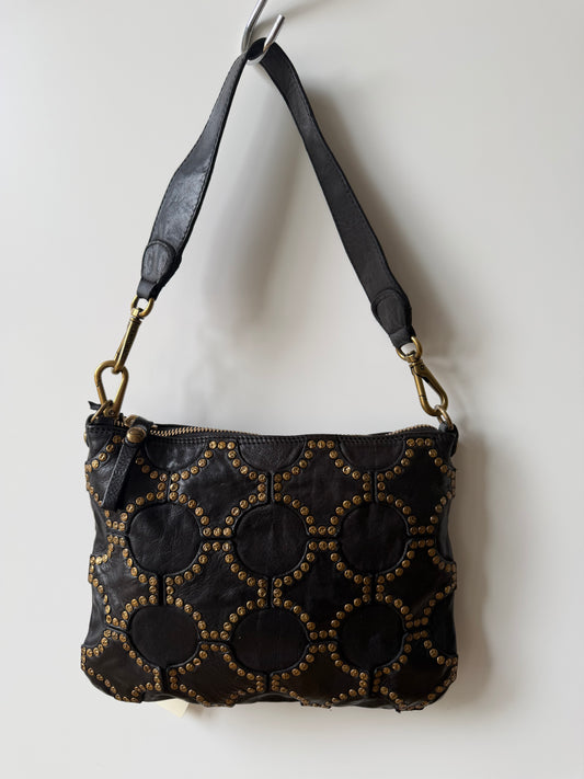 Margot - Circular Studded Italian Leather Crossbody Bag Black