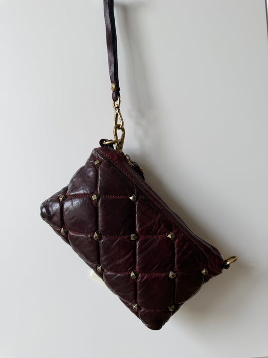Greta - Cross Body Quilted Bags with Studs Wine