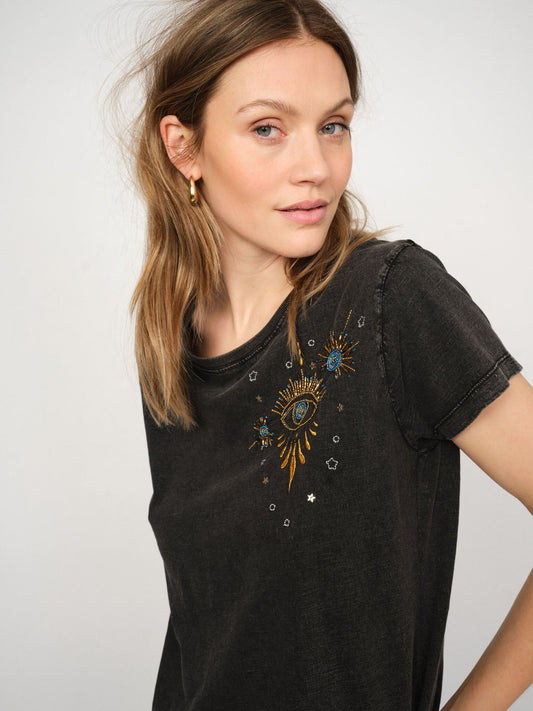 MMMalka Round Neck T-Shirt Washed Black