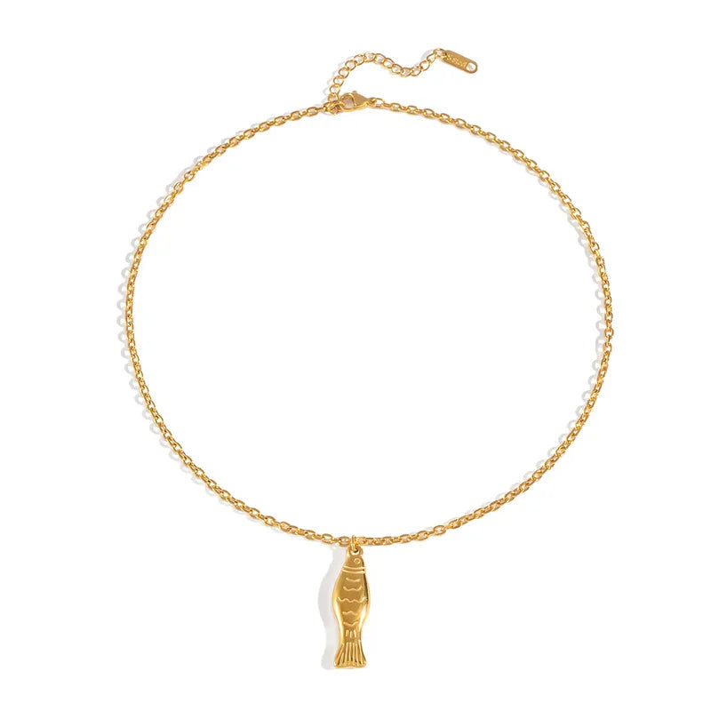 Gold Plated Fish Pendant Necklace