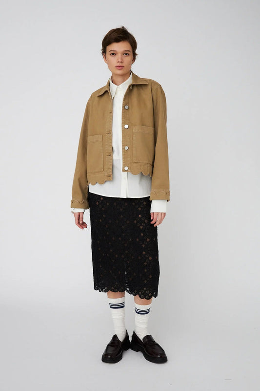 Shirt/Jacket with Scallop Edge Dark Sand