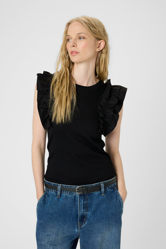 OdaKB Tank top with Frills Black