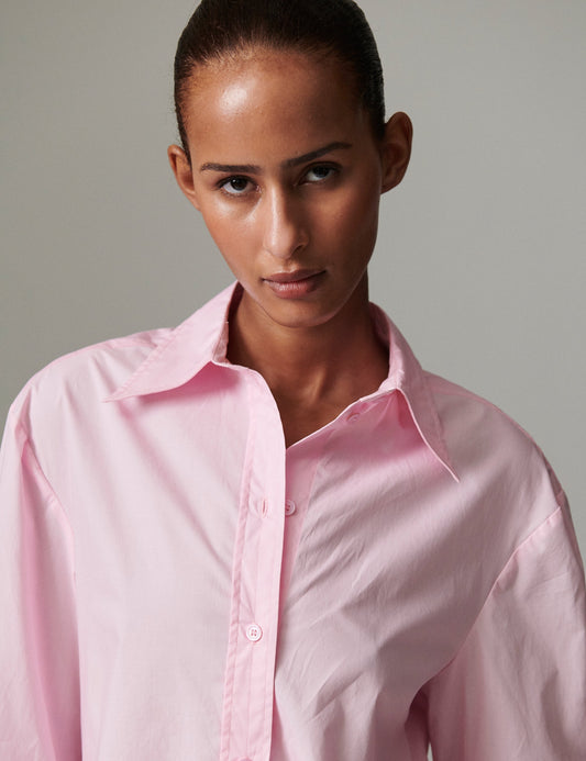 Hooper Solid Cotton Shirt Pink Lady