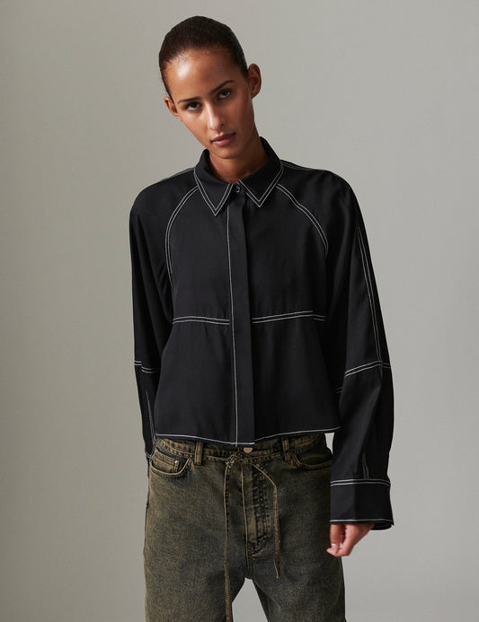 Elston- Shirt in Light Modern Twill Black