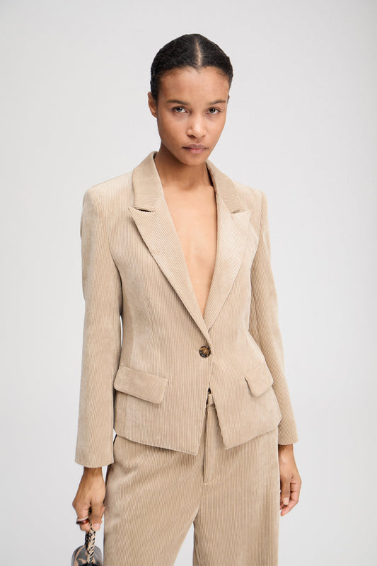 Lawo Fitted Corduroy Blazer Latte